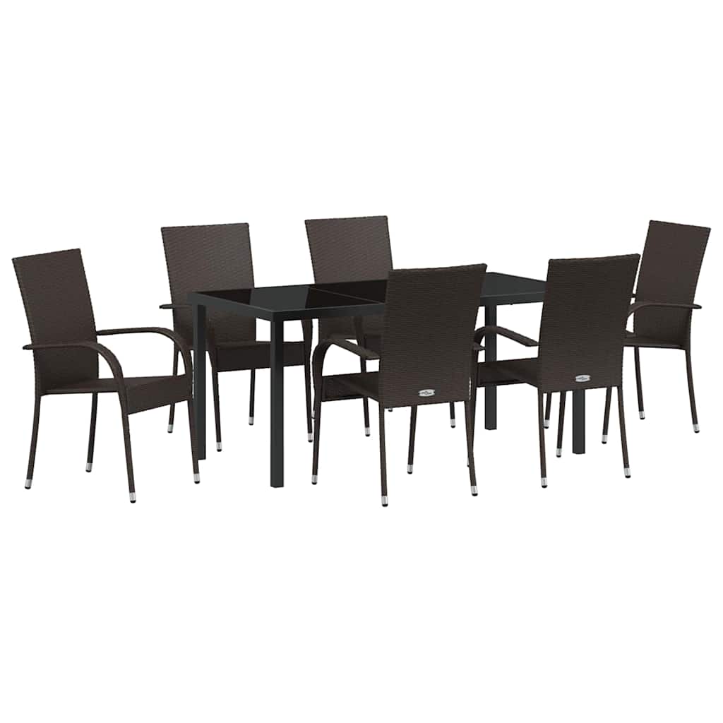 vidaXL Garden Dining Set 7 pcs Brown Powder-Coated Steel