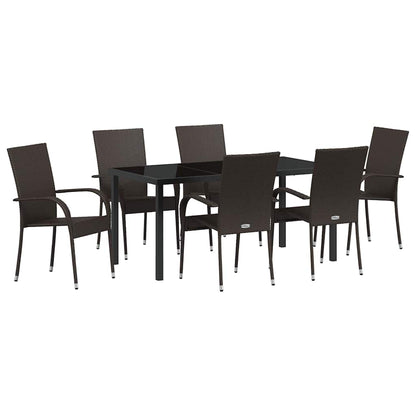 vidaXL Garden Dining Set 7 pcs Brown Powder-Coated Steel