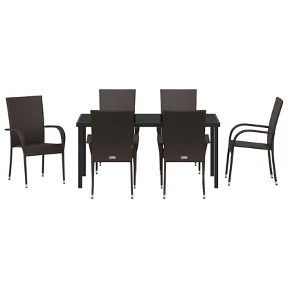 vidaXL Garden Dining Set 7 pcs Brown Powder-Coated Steel