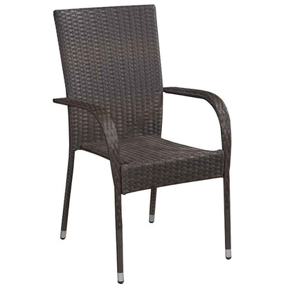 vidaXL Garden Dining Set 7 pcs Brown Powder-Coated Steel