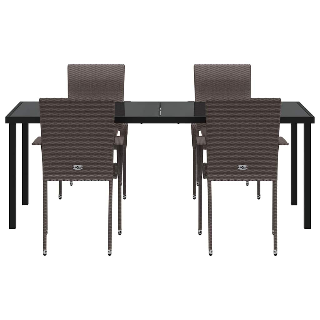 vidaXL Garden Dining Set 5 pcs Brown Powder-Coated Steel