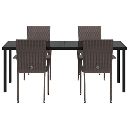 vidaXL Garden Dining Set 5 pcs Brown Powder-Coated Steel