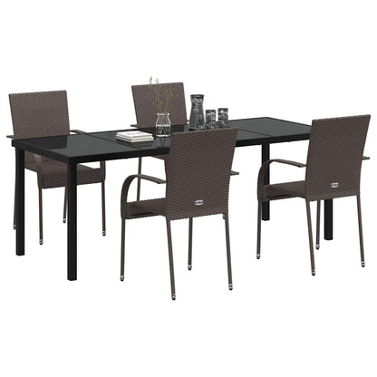 vidaXL Garden Dining Set 5 pcs Brown Powder-Coated Steel