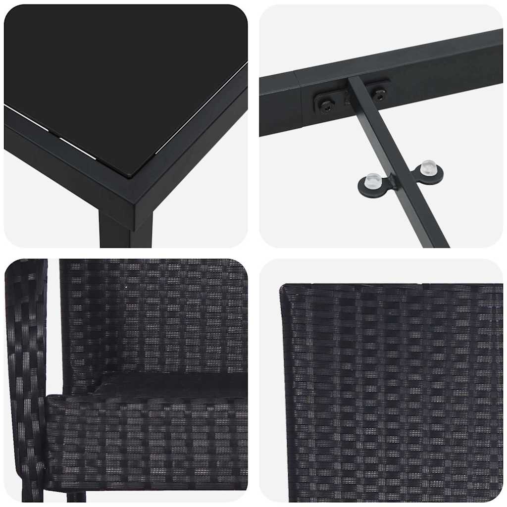 vidaXL Garden Dining Set 3 pcs Black Powder-Coated Steel