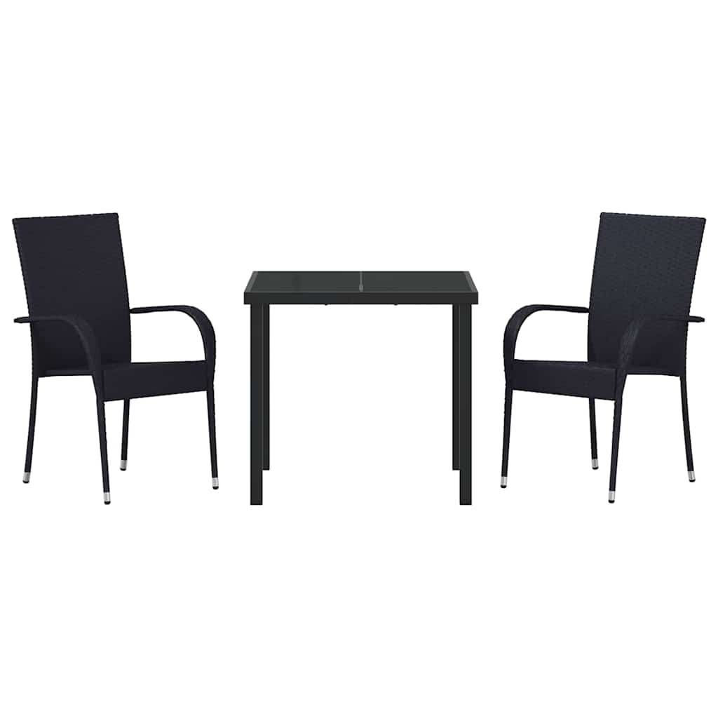 vidaXL Garden Dining Set 3 pcs Black Powder-Coated Steel