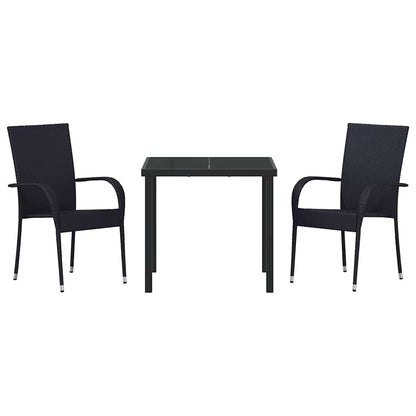 vidaXL Garden Dining Set 3 pcs Black Powder-Coated Steel