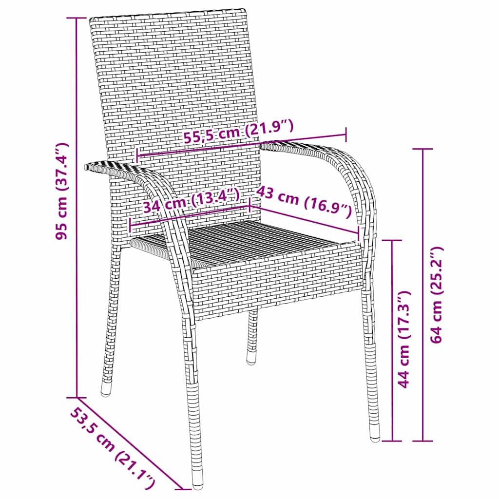 vidaXL Garden Dining Set 3 pcs Black Powder-Coated Steel