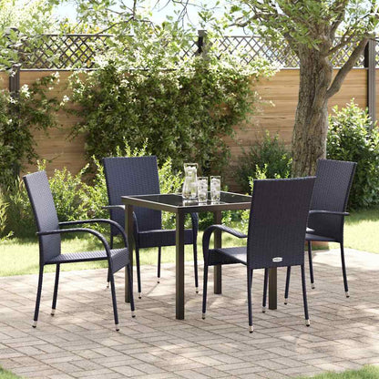 vidaXL Garden Dining Set 5 pcs Black Powder-Coated Steel
