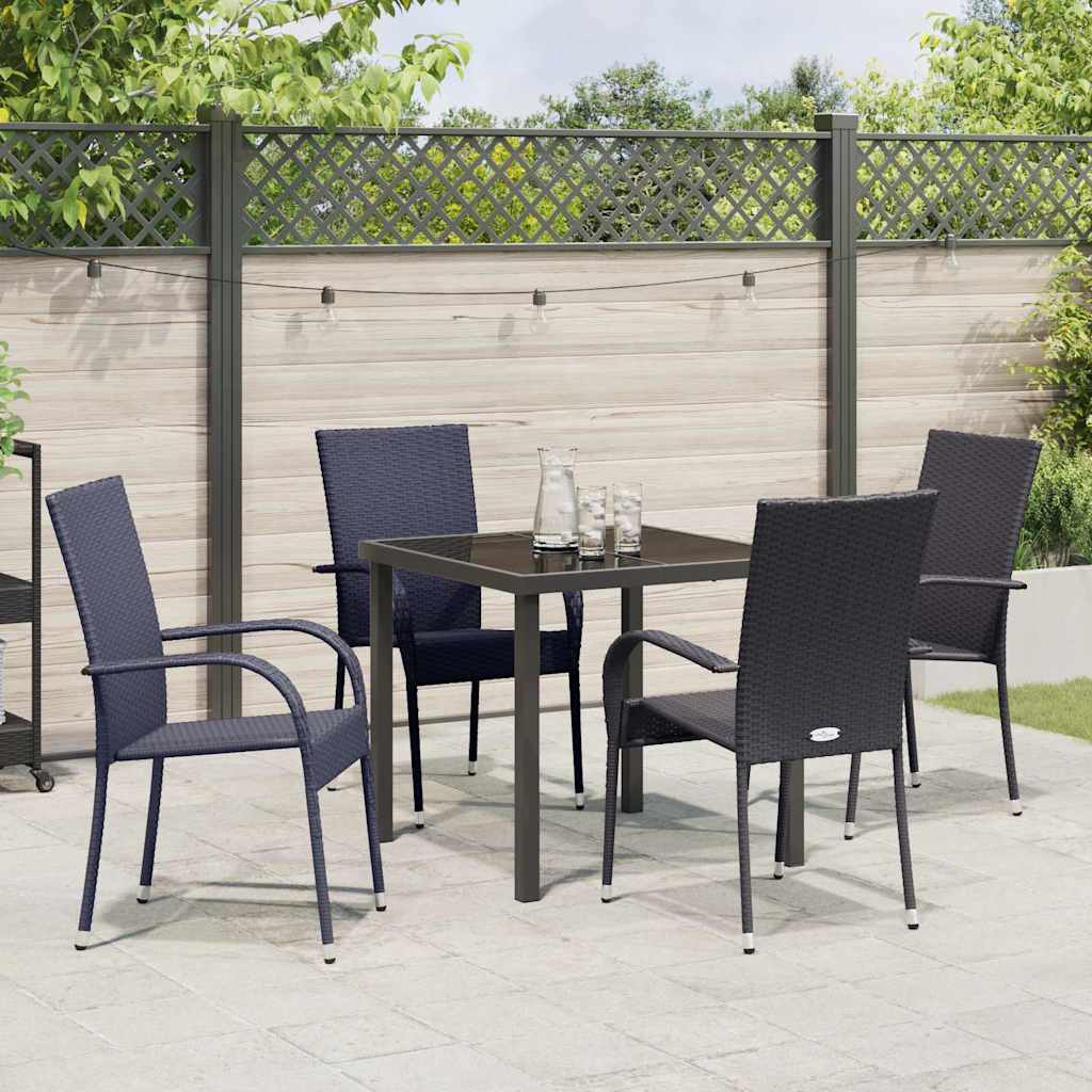 vidaXL Garden Dining Set 5 pcs Black Powder-Coated Steel