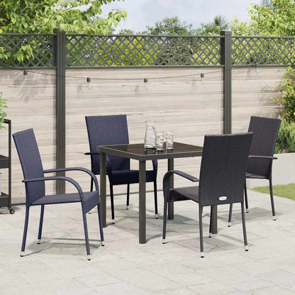 vidaXL Garden Dining Set 5 pcs Black Powder-Coated Steel