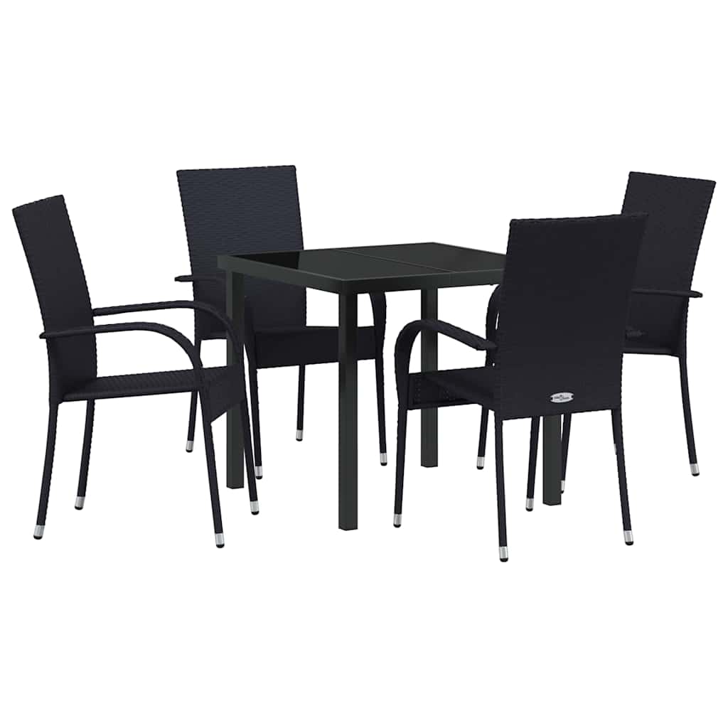 vidaXL Garden Dining Set 5 pcs Black Powder-Coated Steel