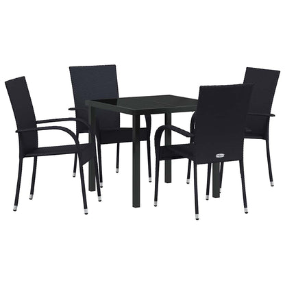 vidaXL Garden Dining Set 5 pcs Black Powder-Coated Steel