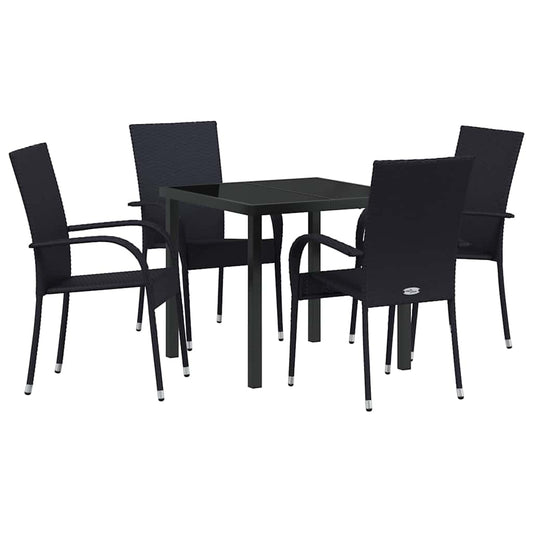 vidaXL Garden Dining Set 5 pcs Black Powder-Coated Steel
