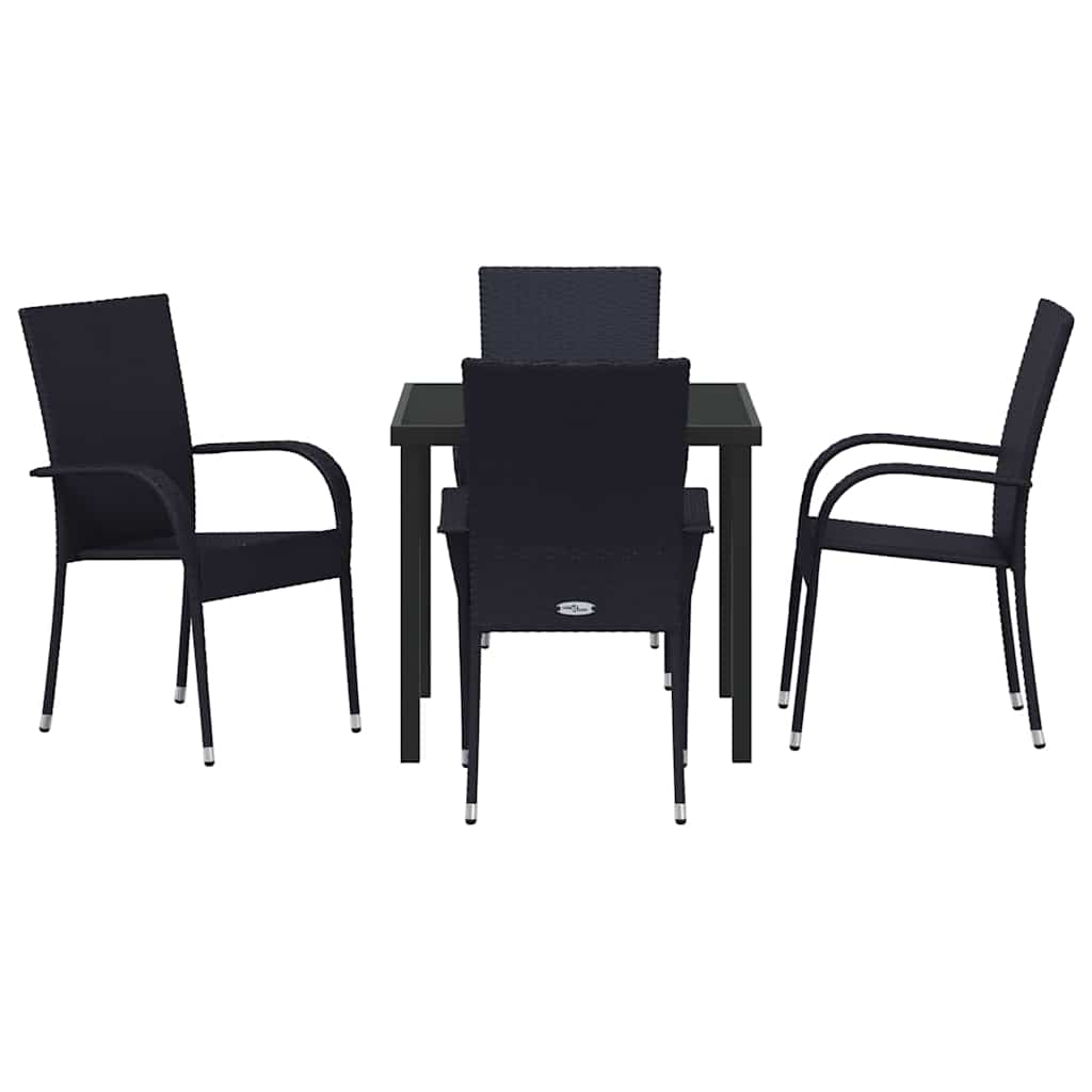 vidaXL Garden Dining Set 5 pcs Black Powder-Coated Steel