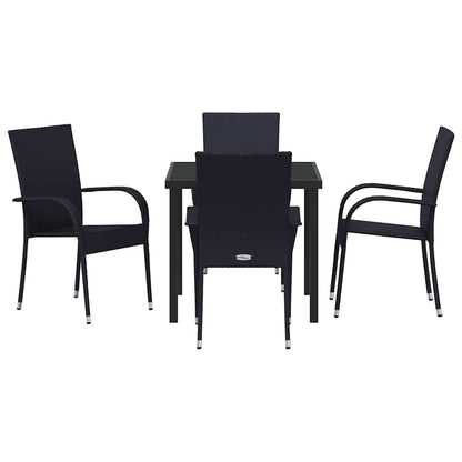 vidaXL Garden Dining Set 5 pcs Black Powder-Coated Steel