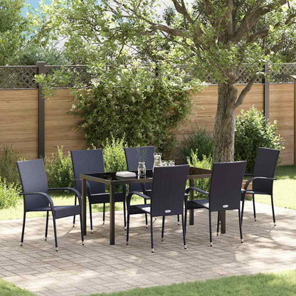 vidaXL Garden Dining Set 7 pcs Black Powder-Coated Steel