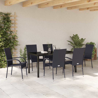 vidaXL Garden Dining Set 7 pcs Black Powder-Coated Steel