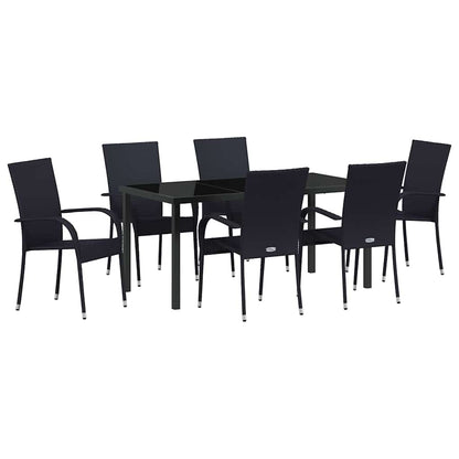 vidaXL Garden Dining Set 7 pcs Black Powder-Coated Steel