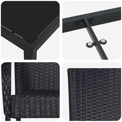 vidaXL Garden Dining Set 5 pcs Black Powder-Coated Steel