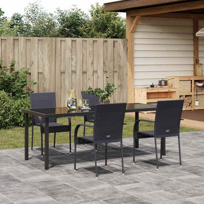 vidaXL Garden Dining Set 5 pcs Black Powder-Coated Steel