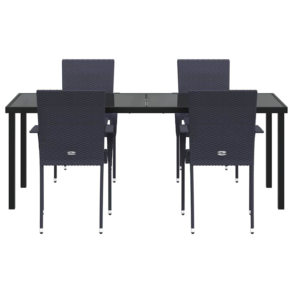 vidaXL Garden Dining Set 5 pcs Black Powder-Coated Steel
