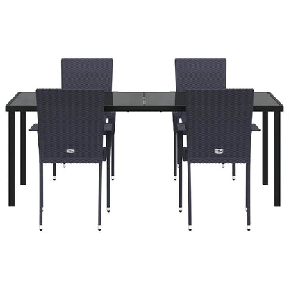 vidaXL Garden Dining Set 5 pcs Black Powder-Coated Steel