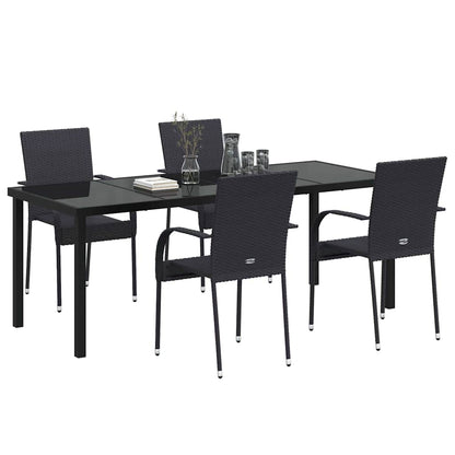 vidaXL Garden Dining Set 5 pcs Black Powder-Coated Steel