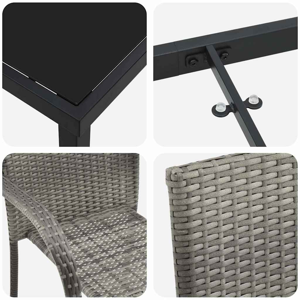 vidaXL Garden Dining Set 3 pcs Grey Powder-Coated Steel