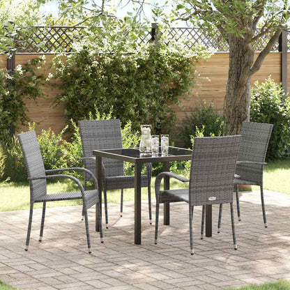 vidaXL Garden Dining Set 5 pcs Grey Powder-Coated Steel