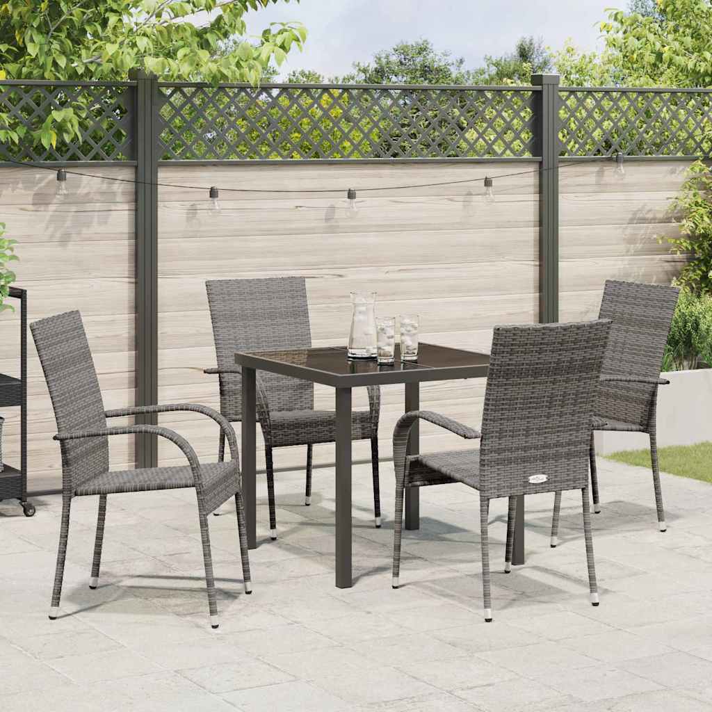 vidaXL Garden Dining Set 5 pcs Grey Powder-Coated Steel