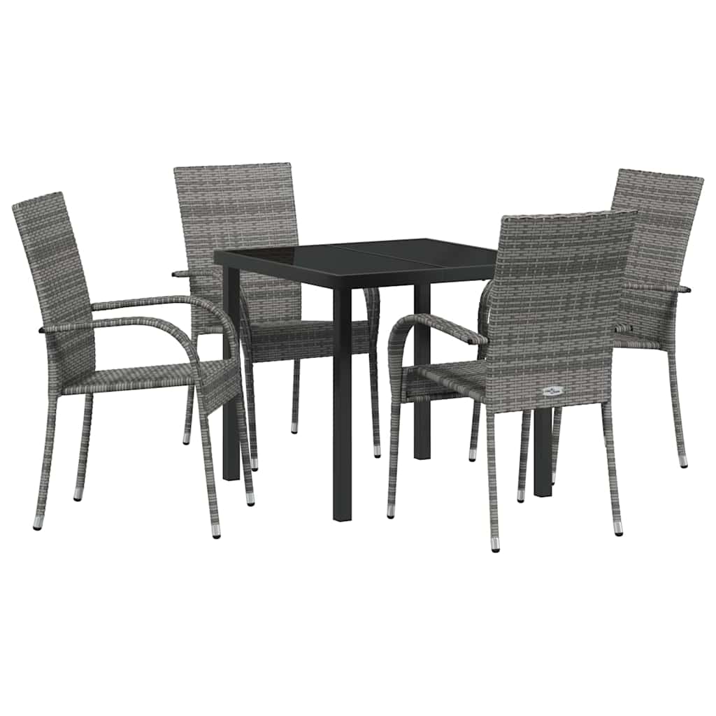 vidaXL Garden Dining Set 5 pcs Grey Powder-Coated Steel