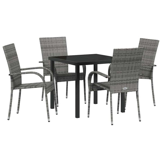 vidaXL Garden Dining Set 5 pcs Grey Powder-Coated Steel
