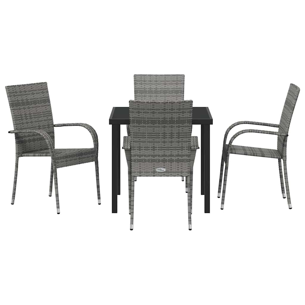 vidaXL Garden Dining Set 5 pcs Grey Powder-Coated Steel