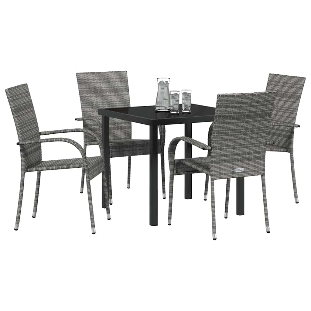 vidaXL Garden Dining Set 5 pcs Grey Powder-Coated Steel