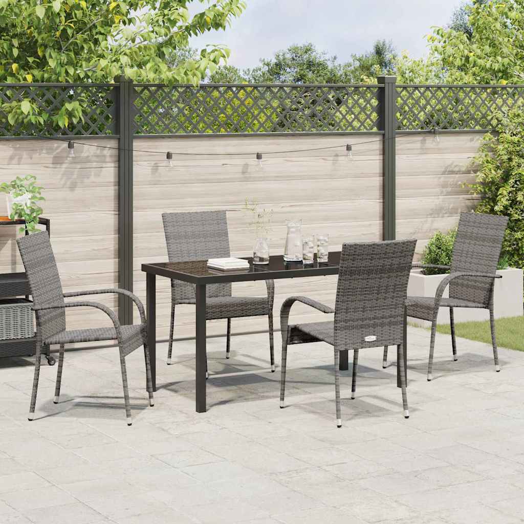 vidaXL Garden Dining Set 5 pcs Grey Powder-Coated Steel