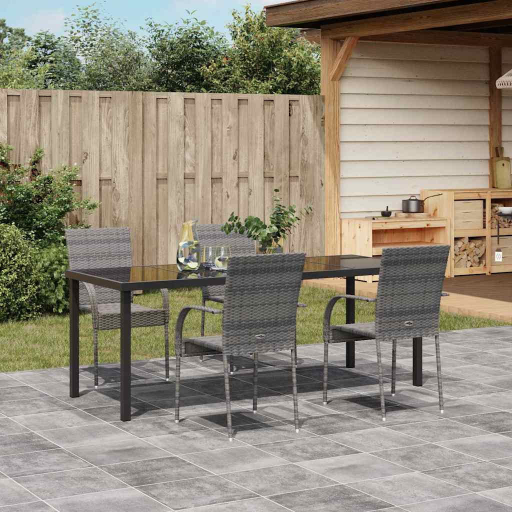 vidaXL Garden Dining Set 5 pcs Grey Powder-Coated Steel