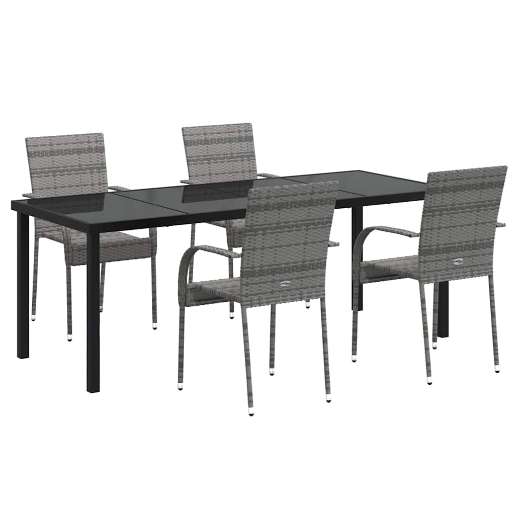 vidaXL Garden Dining Set 5 pcs Grey Powder-Coated Steel