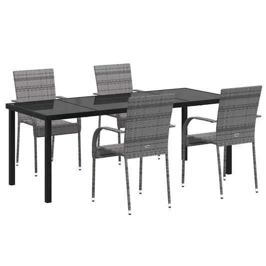 vidaXL Garden Dining Set 5 pcs Grey Powder-Coated Steel