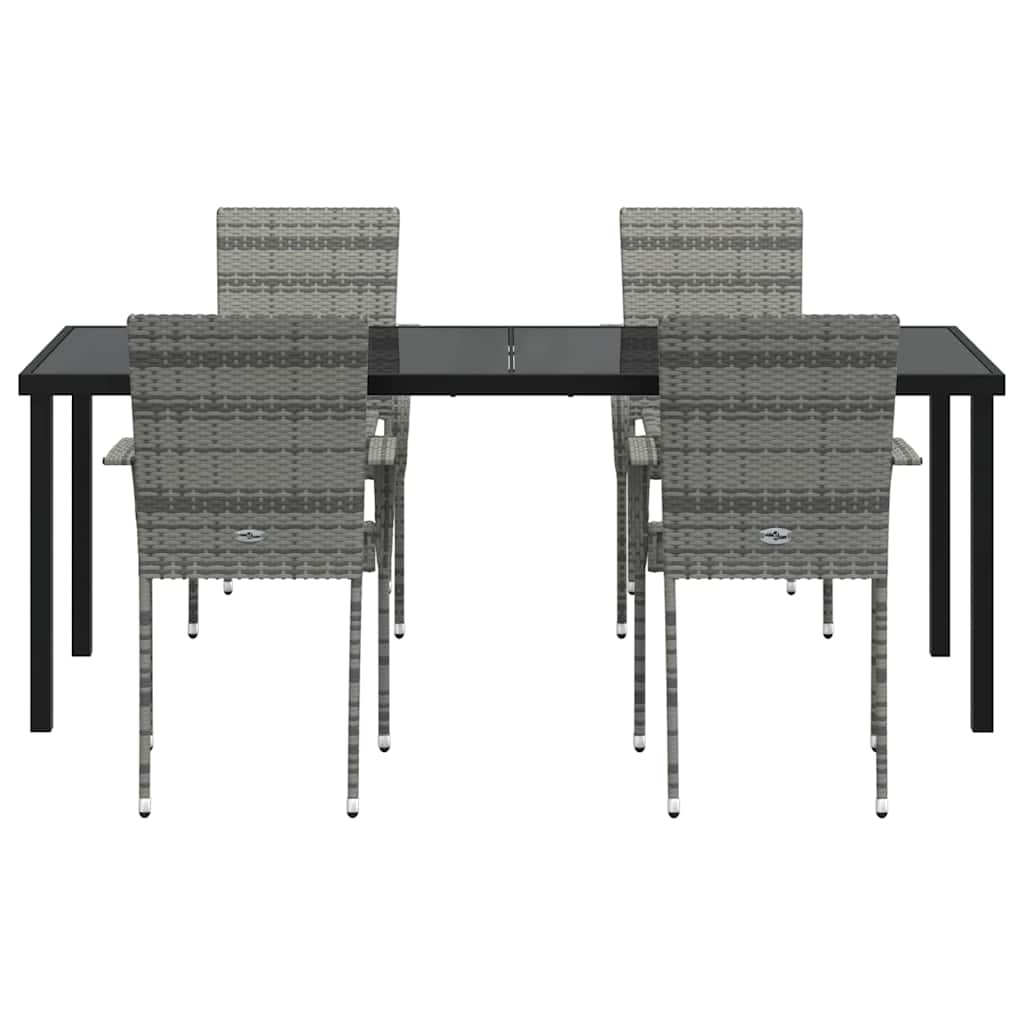 vidaXL Garden Dining Set 5 pcs Grey Powder-Coated Steel