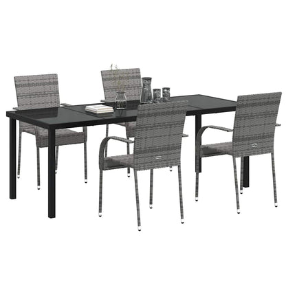 vidaXL Garden Dining Set 5 pcs Grey Powder-Coated Steel
