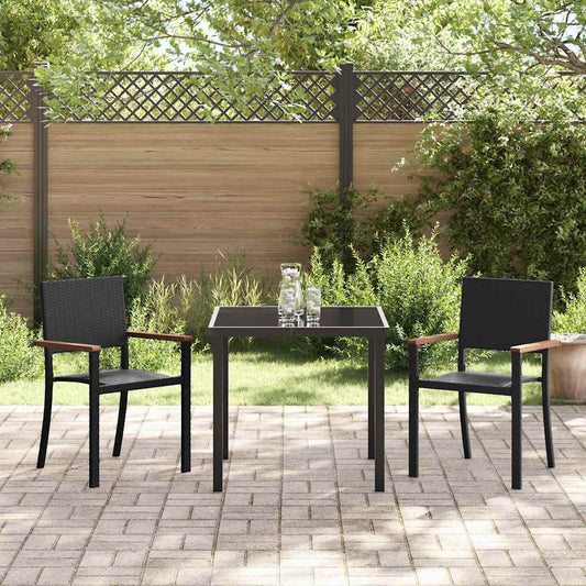 vidaXL Garden Dining Set 3 pcs Black Powder-Coated Steel