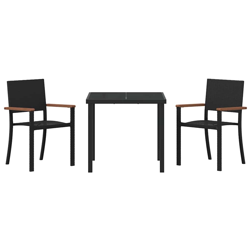 vidaXL Garden Dining Set 3 pcs Black Powder-Coated Steel