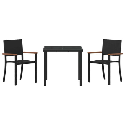 vidaXL Garden Dining Set 3 pcs Black Powder-Coated Steel