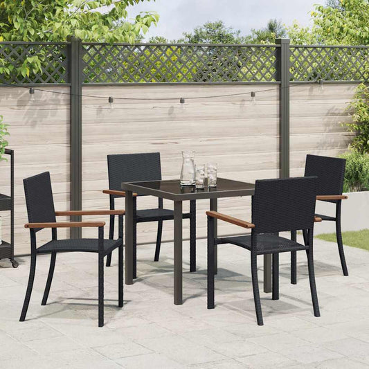 vidaXL Garden Dining Set 5 pcs Black Powder-Coated Steel