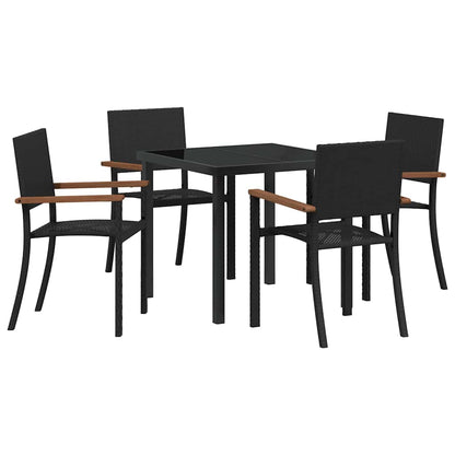 vidaXL Garden Dining Set 5 pcs Black Powder-Coated Steel