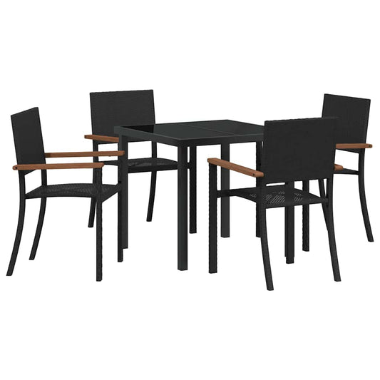 vidaXL Garden Dining Set 5 pcs Black Powder-Coated Steel