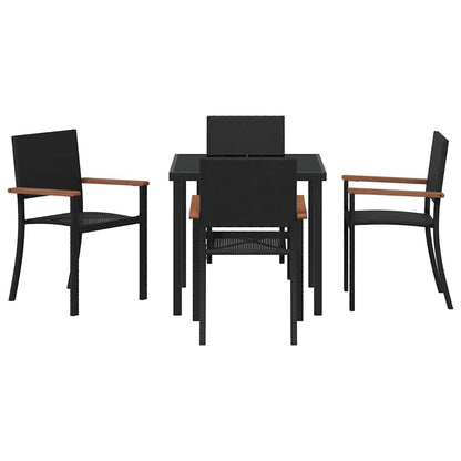 vidaXL Garden Dining Set 5 pcs Black Powder-Coated Steel