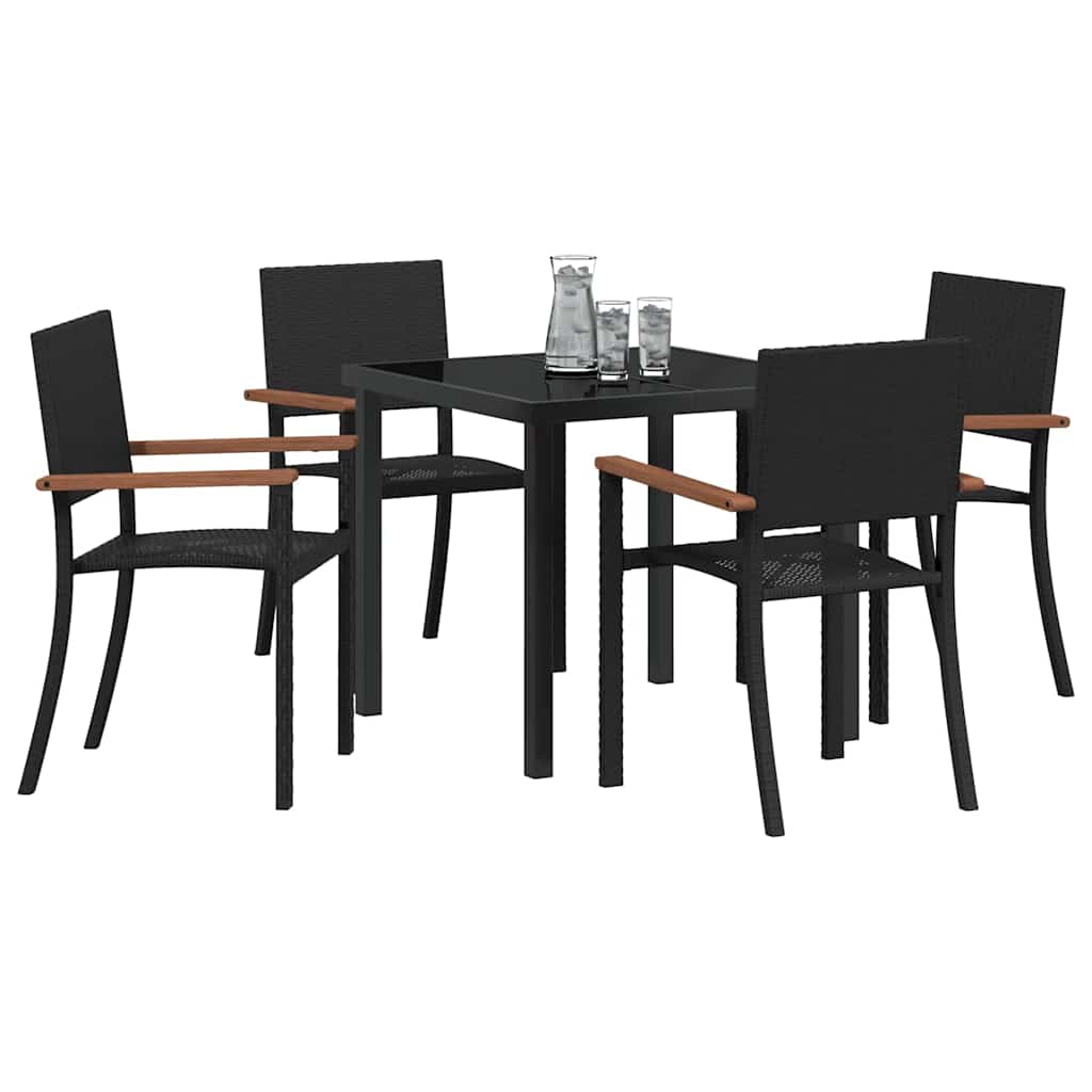 vidaXL Garden Dining Set 5 pcs Black Powder-Coated Steel