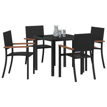 vidaXL Garden Dining Set 5 pcs Black Powder-Coated Steel