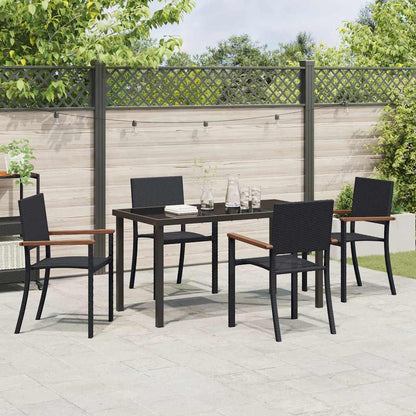 vidaXL Garden Dining Set 5 pcs Black Powder-Coated Steel